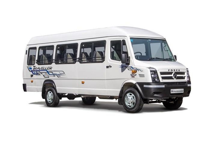 Clean Tempo Traveller with AC, comfortable seating for group travel.