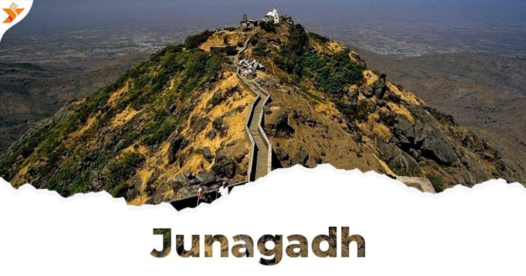 Panoramic view of Uparkot Fort And Girnar in Junagadh, Gujarat, India
