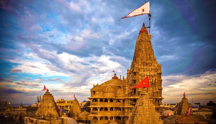 Sacred Dwaradhish Temple at Dwarka, Gujarat, India.