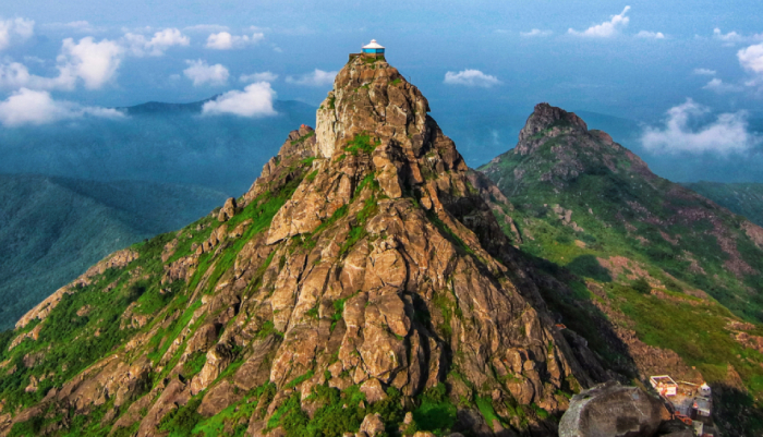 Panoramic view of Uparkot Fort And Girnar in Junagadh, Gujarat, India